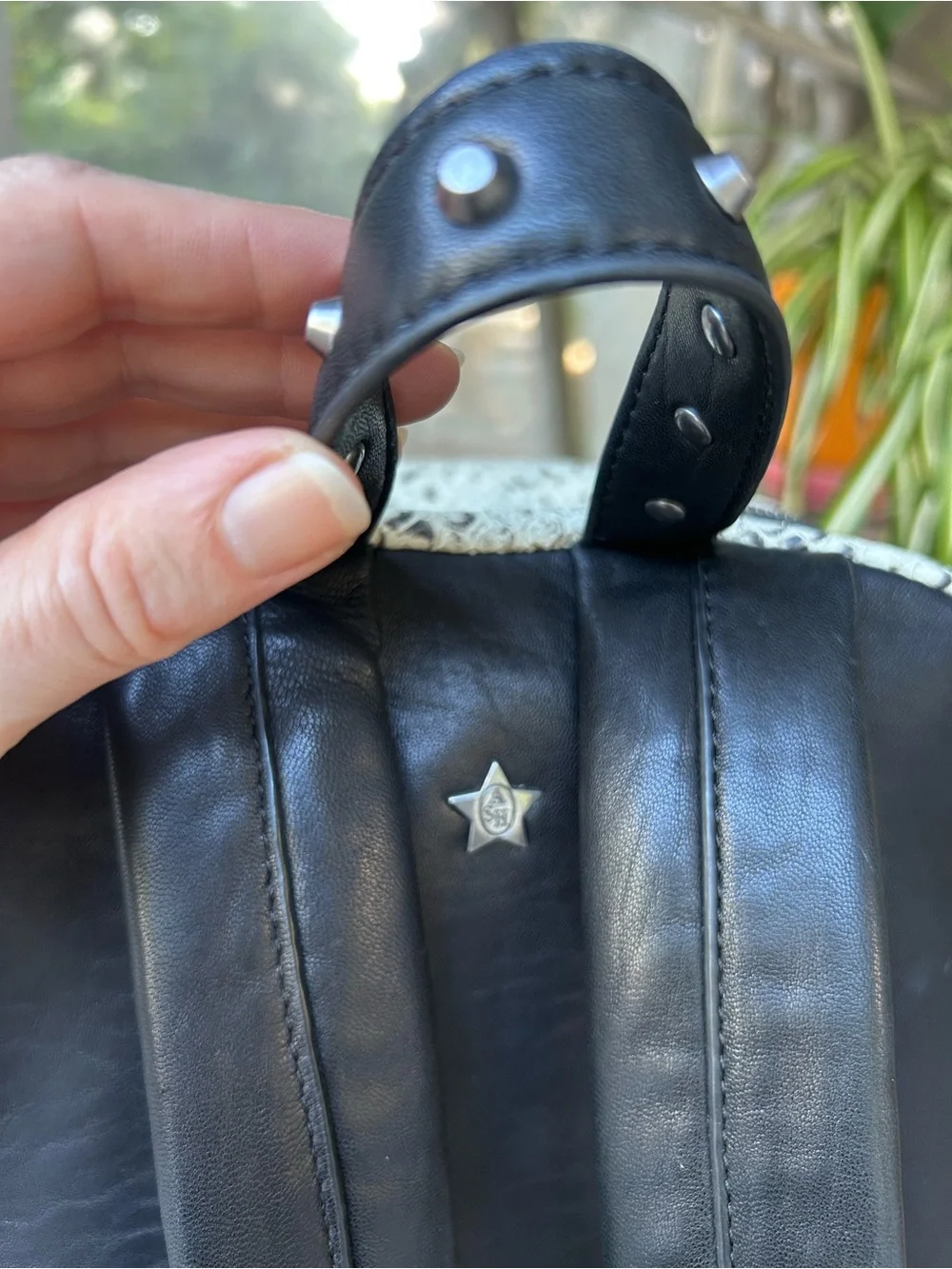Ash leather backpack
